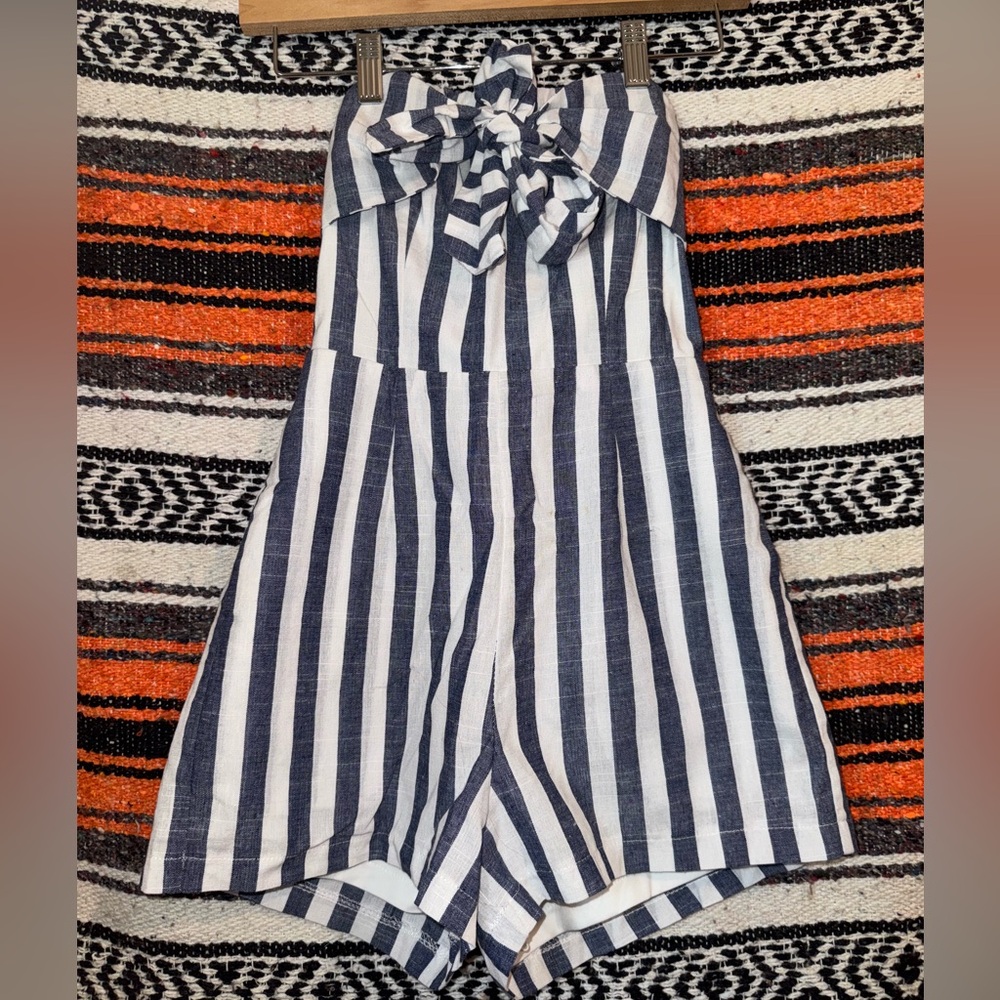 polly strapless tie front romper